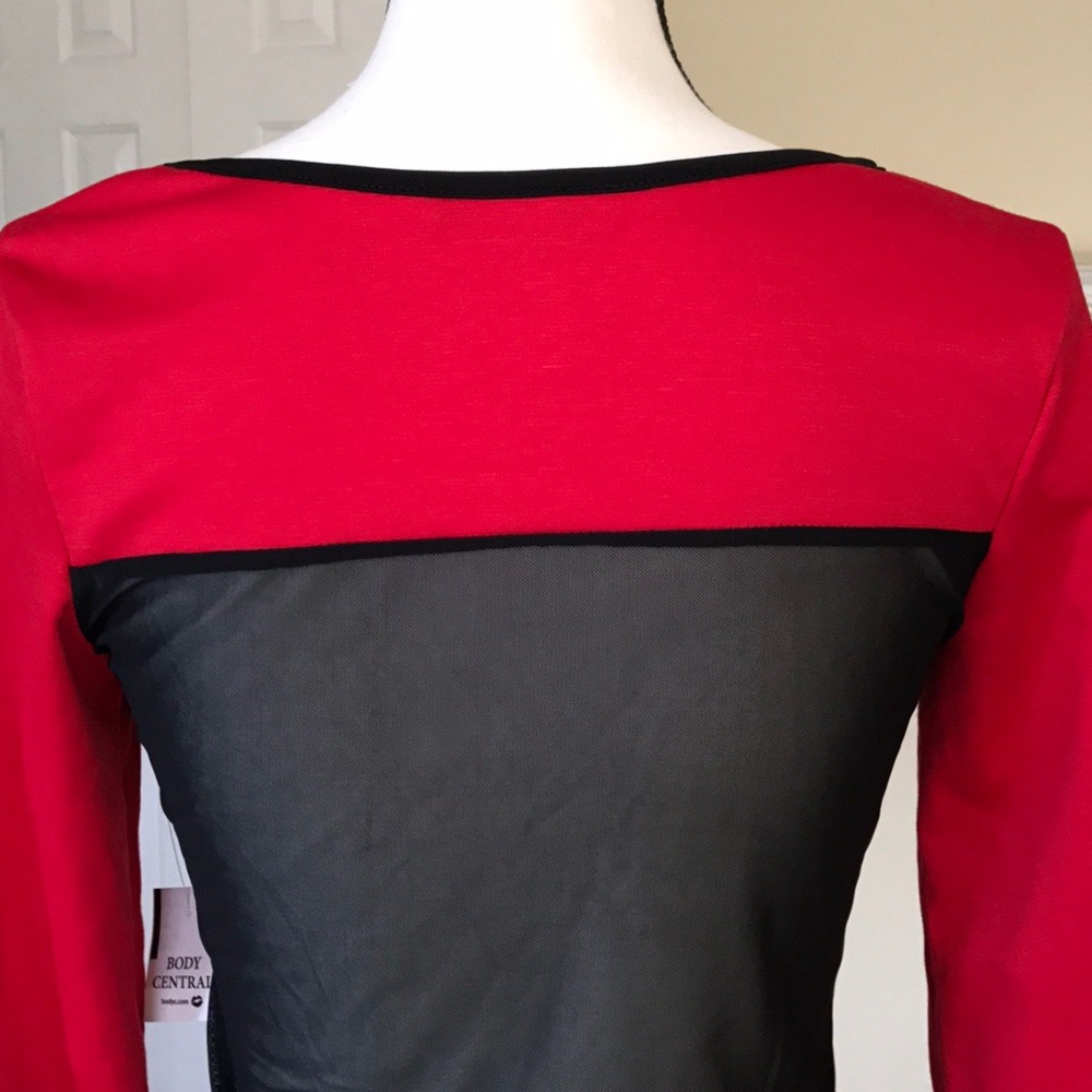 NWT BODY CENTRAL LONG SLEEVE TOP W/ BLACK SHEER - Picture 5 of 5